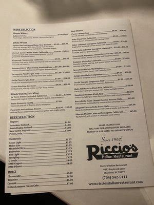 riccio's restaurant menu.